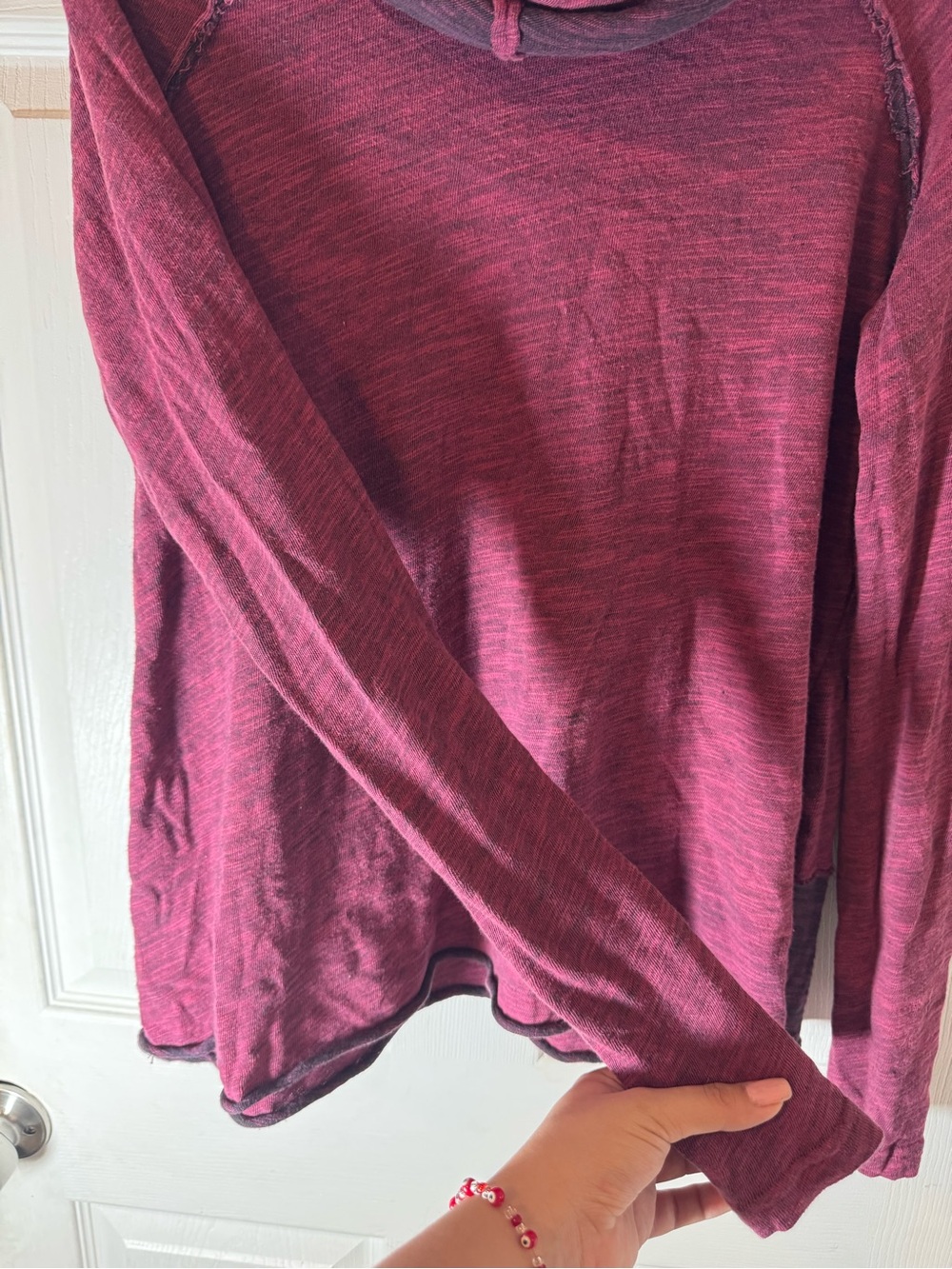 Free People Beach Magenta Cocoon Cowl Neck Long Sleeve Shirt Casual - Picture 4 of 14